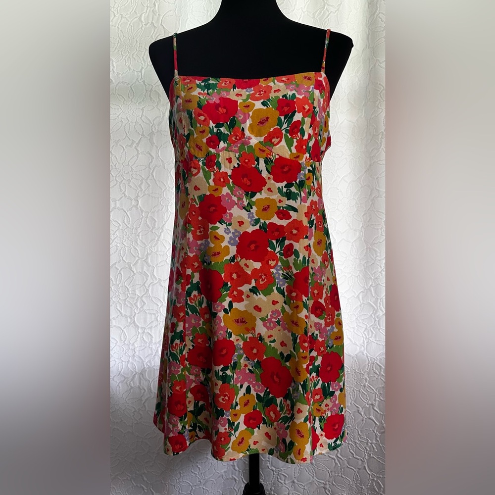 HER ENTIRE NAME SAYS…GRACE-Floral Mini Spaghetti Strap Dress (L)